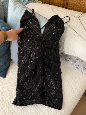 Lulu's Black Sequin Mini Dress